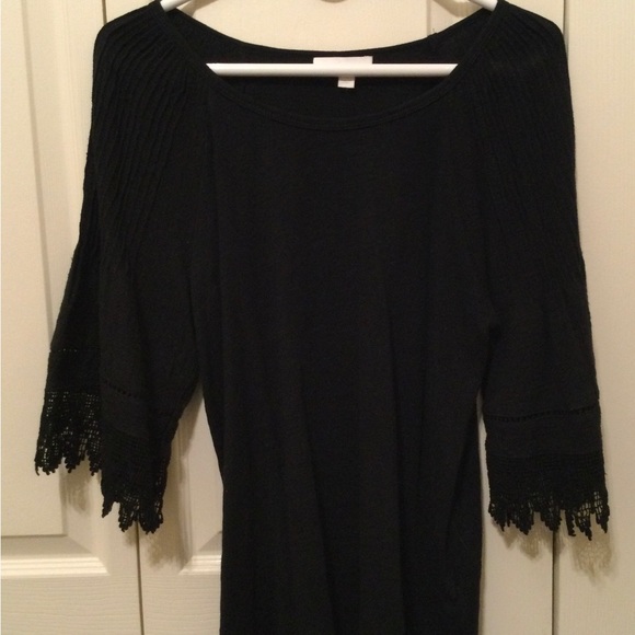 Anthropologie Eri + Ali BellSleeve Blouse Black - Picture 2 of 5